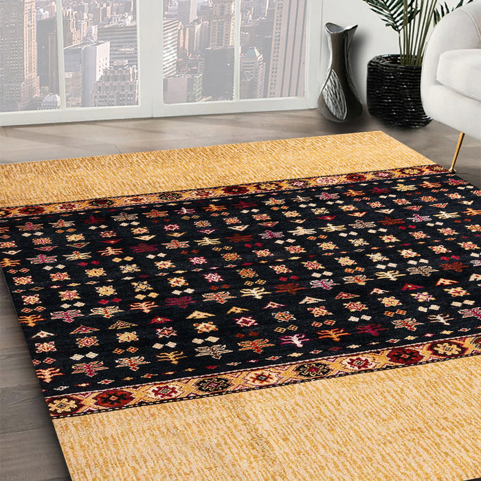 Abstract Orange Modern Rug in Family Room, abs4971