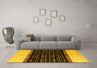 Machine Washable Abstract Yellow Modern Rug, wshabs4971yw