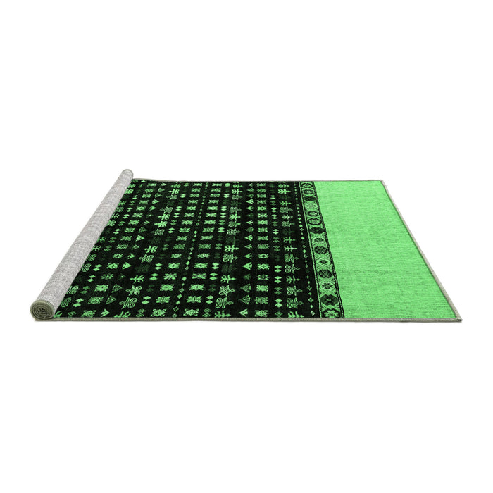 Sideview of Machine Washable Abstract Emerald Green Modern Area Rugs, wshabs4971emgrn
