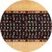 Round Machine Washable Abstract Orange Rug, wshabs4971