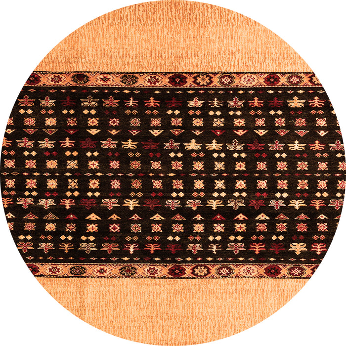 Round Machine Washable Abstract Orange Modern Area Rugs, wshabs4971org