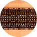 Round Machine Washable Abstract Orange Modern Area Rugs, wshabs4971org