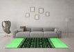 Machine Washable Abstract Emerald Green Modern Area Rugs in a Living Room,, wshabs4971emgrn