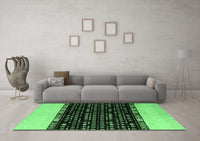 Machine Washable Abstract Emerald Green Modern Rug, wshabs4971emgrn