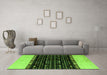 Machine Washable Abstract Green Modern Area Rugs in a Living Room,, wshabs4971grn