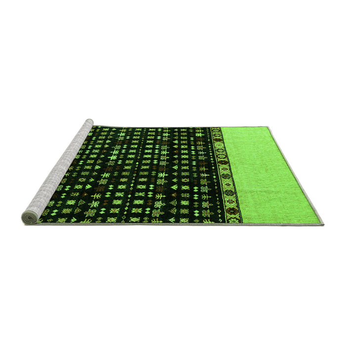 Sideview of Machine Washable Abstract Green Modern Area Rugs, wshabs4971grn
