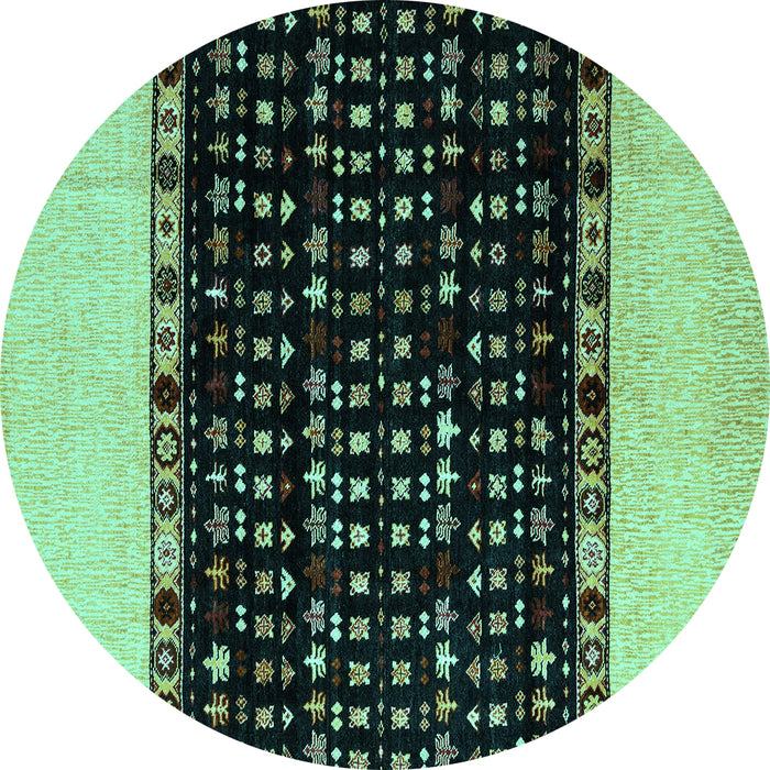 Round Abstract Turquoise Modern Rug, abs4971turq