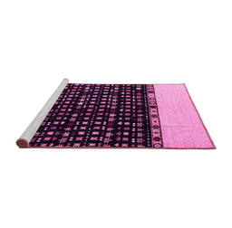 Sideview of Machine Washable Abstract Pink Modern Rug, wshabs4971pnk