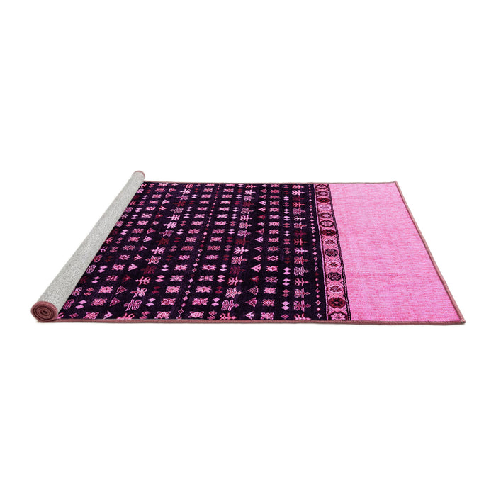 Sideview of Machine Washable Abstract Pink Modern Rug, wshabs4971pnk