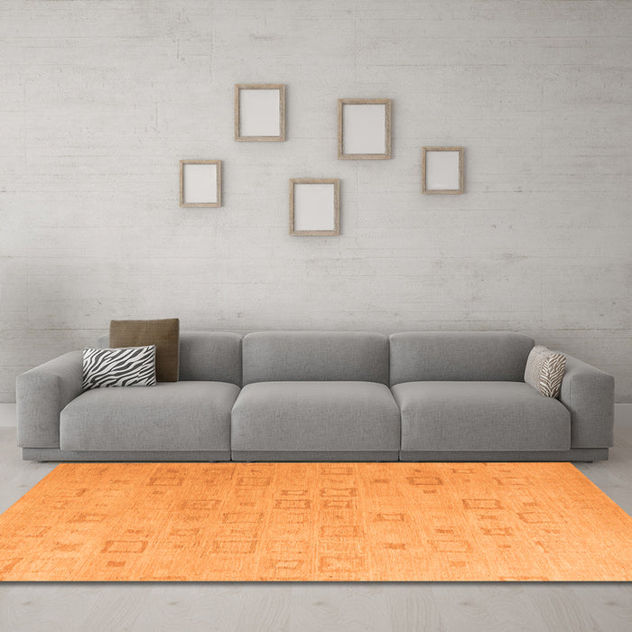 Machine Washable Solid Orange Modern Area Rugs in a Living Room, wshabs4972org