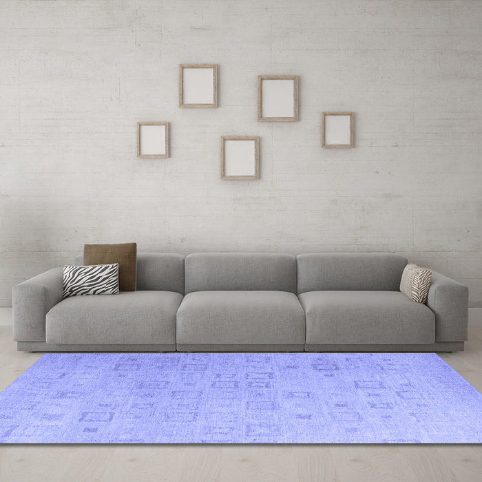 Machine Washable Solid Blue Modern Rug in a Living Room, wshabs4972blu