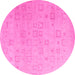 Round Machine Washable Solid Pink Modern Rug, wshabs4972pnk