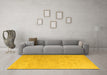 Machine Washable Solid Yellow Modern Rug in a Living Room, wshabs4972yw