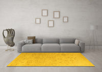 Machine Washable Solid Yellow Modern Rug, wshabs4972yw