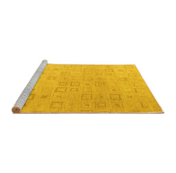 Sideview of Machine Washable Solid Yellow Modern Rug, wshabs4972yw