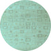 Round Machine Washable Solid Light Blue Modern Rug, wshabs4972lblu