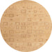 Round Abstract Orange Solid Rug, abs4972