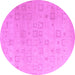 Round Machine Washable Solid Purple Modern Area Rugs, wshabs4972pur