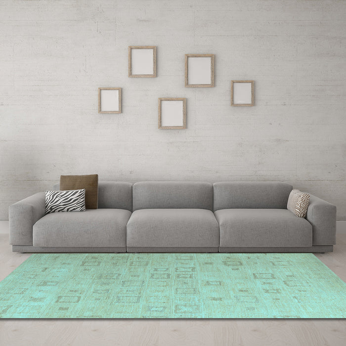 Machine Washable Solid Light Blue Modern Rug in a Living Room, wshabs4972lblu