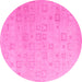 Round Solid Pink Modern Rug, abs4972pnk