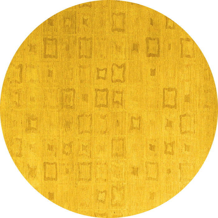 Round Solid Yellow Modern Rug, abs4972yw