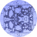 Round Machine Washable Abstract Blue Modern Rug, wshabs4973blu