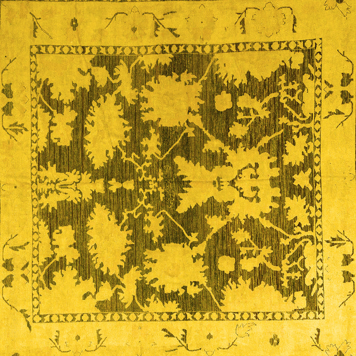 Square Machine Washable Abstract Yellow Modern Rug, wshabs4973yw