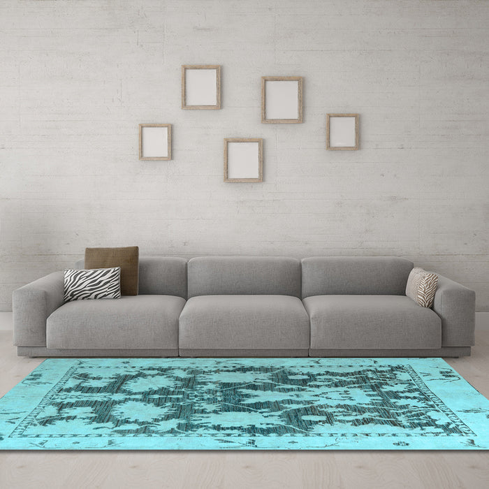 Machine Washable Abstract Light Blue Modern Rug in a Living Room, wshabs4973lblu