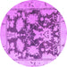 Round Machine Washable Abstract Purple Modern Area Rugs, wshabs4973pur