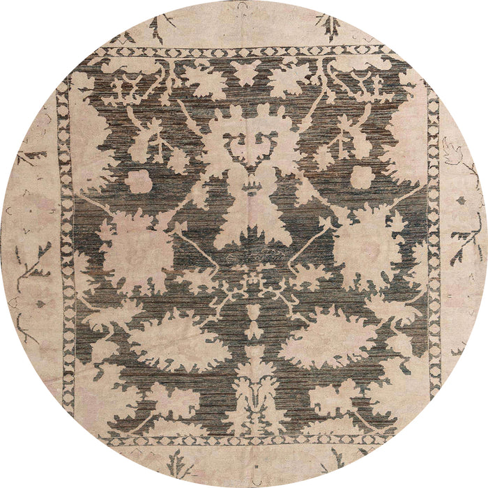 Round Machine Washable Abstract Pastel Orange Rug, wshabs4973