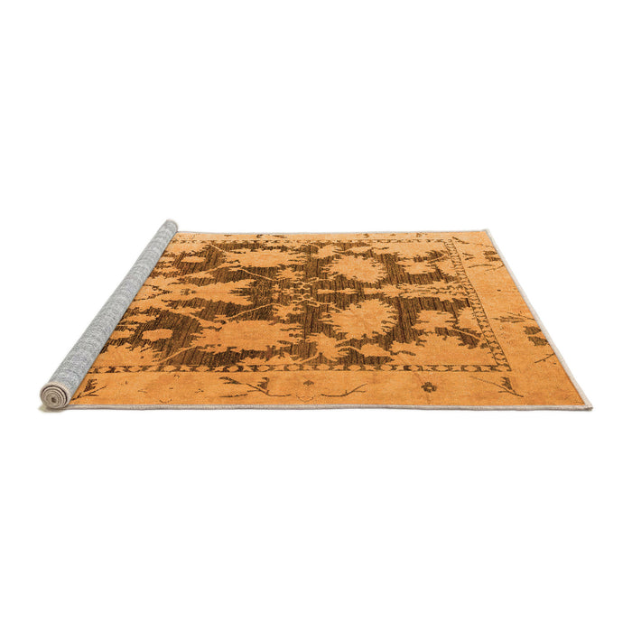 Sideview of Machine Washable Abstract Orange Modern Area Rugs, wshabs4973org