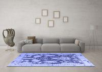 Machine Washable Abstract Blue Modern Rug, wshabs4973blu