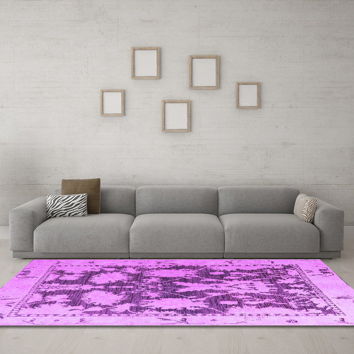 Machine Washable Abstract Purple Modern Area Rugs in a Living Room, wshabs4973pur
