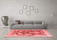 Machine Washable Abstract Red Modern Rug, wshabs4973red