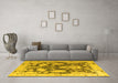 Machine Washable Abstract Yellow Modern Rug in a Living Room, wshabs4973yw