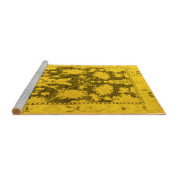 Sideview of Machine Washable Abstract Yellow Modern Rug, wshabs4973yw