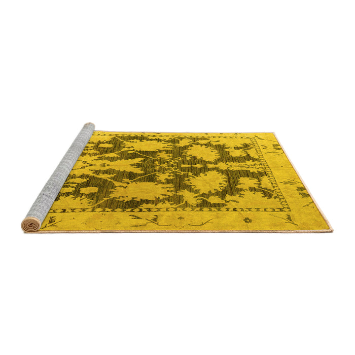 Sideview of Machine Washable Abstract Yellow Modern Rug, wshabs4973yw