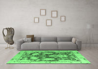 Machine Washable Abstract Emerald Green Modern Rug, wshabs4973emgrn