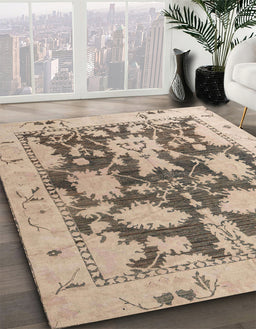 Machine Washable Abstract Pastel Orange Rug in a Family Room, wshabs4973