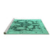 Sideview of Machine Washable Abstract Turquoise Modern Area Rugs, wshabs4973turq