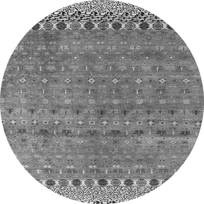 Round Abstract Gray Modern Rug, abs4974gry