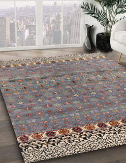 Machine Washable Abstract Rosy-Finch Purple Rug in a Family Room, wshabs4974