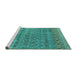 Sideview of Machine Washable Abstract Turquoise Modern Area Rugs, wshabs4974turq