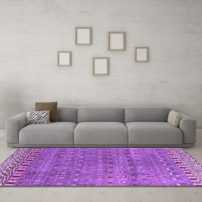 Machine Washable Abstract Purple Modern Area Rugs in a Living Room, wshabs4974pur