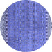 Round Abstract Blue Modern Rug, abs4974blu