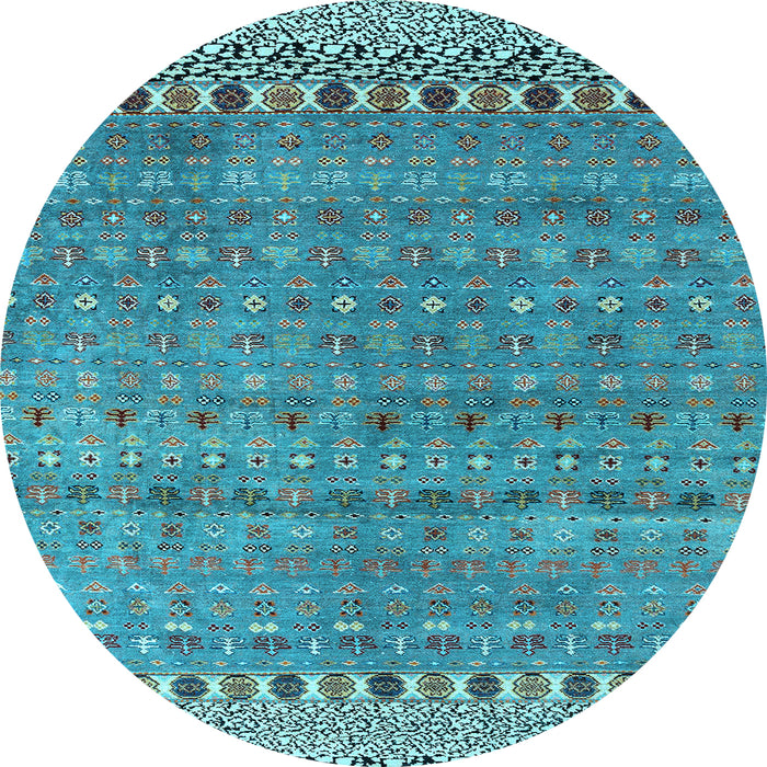 Round Abstract Light Blue Modern Rug, abs4974lblu