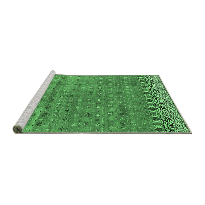 Sideview of Machine Washable Abstract Emerald Green Modern Area Rugs, wshabs4974emgrn