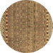 Round Abstract Brown Modern Rug, abs4974brn