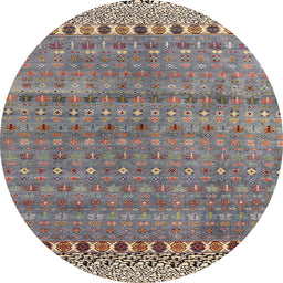 Round Machine Washable Abstract Rosy-Finch Purple Rug, wshabs4974