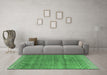 Machine Washable Abstract Emerald Green Modern Area Rugs in a Living Room,, wshabs4974emgrn